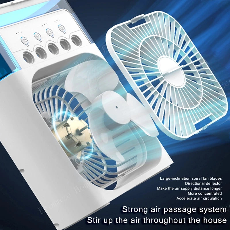 Portable Humidifier Fan Air Conditioner Household Small Air Cooler Hydrocooling Air Adjustment for Office 3 Speed Fan New