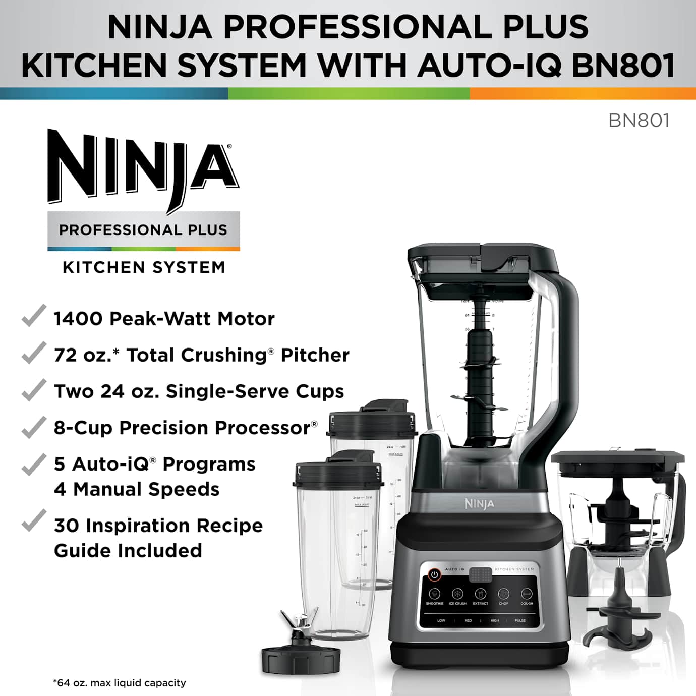 Ninja Professional Plus Kitchen System Blender and Food Processor BN801C