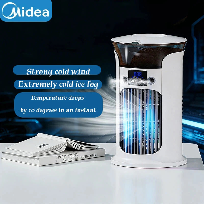 Mute Desktop USB Mini Portable Air Conditioner Fan Room Home Camp Humidifier Water Mist Cooling Fan Night Lamp Air Cooler