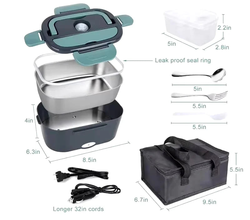 1.5L 60W Electric Portable Lunch Box Food Warmer – Leak-Proof Food Heater for Car or Home, Lunch Heating Microwave for Truckers