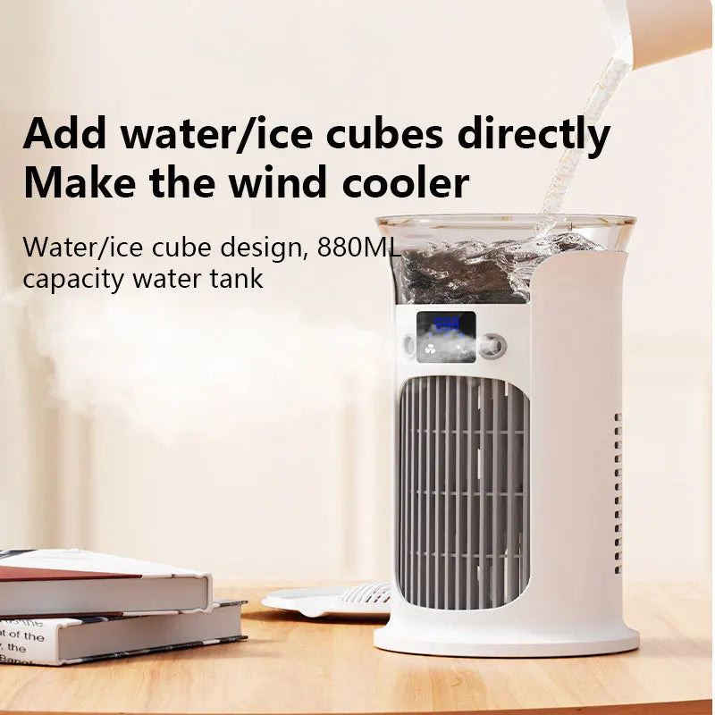Mute Desktop USB Mini Portable Air Conditioner Fan Room Home Camp Humidifier Water Mist Cooling Fan Night Lamp Air Cooler