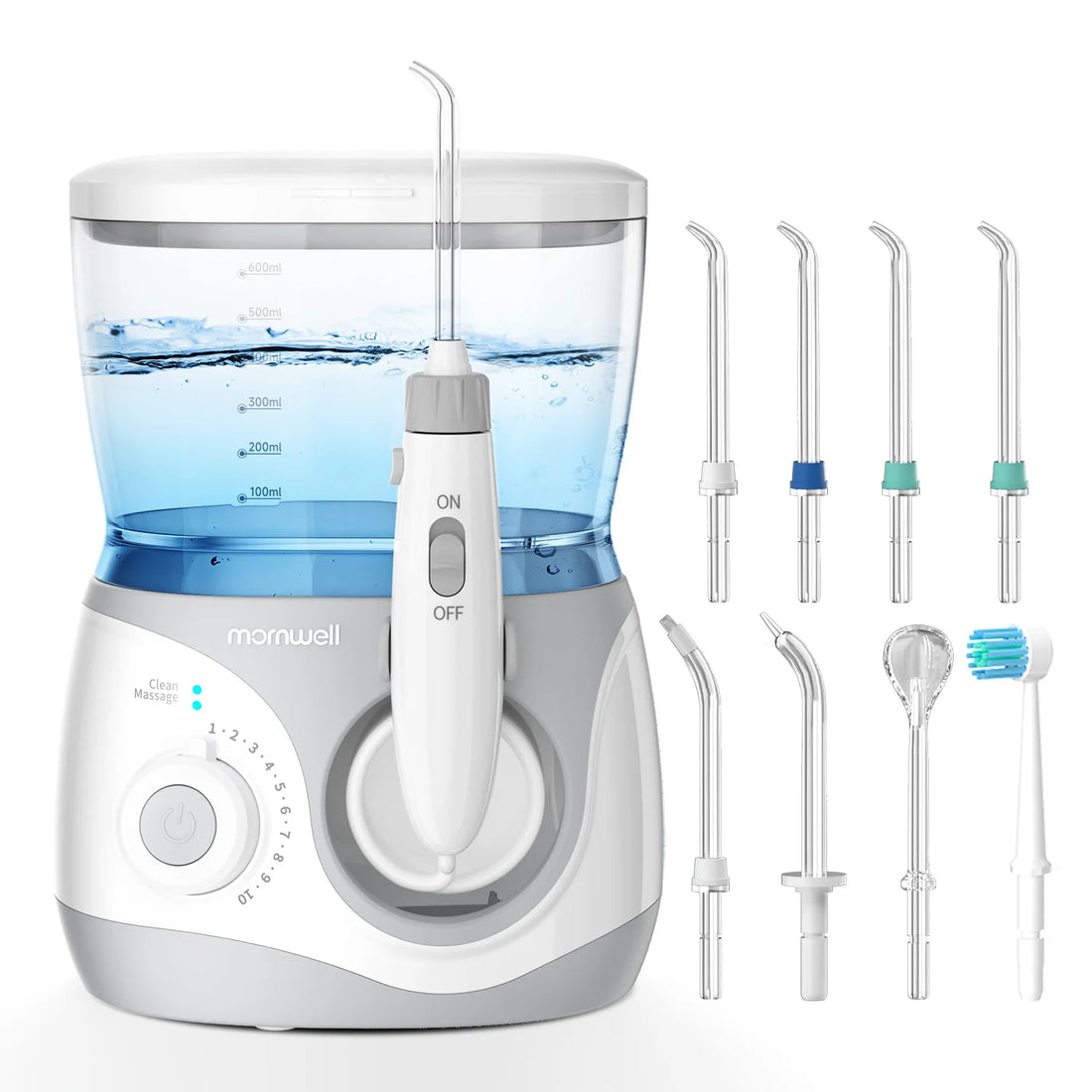 Home Water Flosser, 600 Ml Large Capacity,10 Adjustable Pressures,6 Home Nozzles Professional Oral Irrigator for Teeth Clean