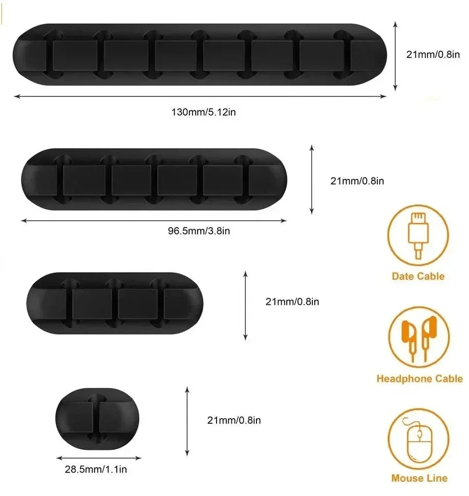 Cable Cord Wire Organizer Silicone USB Cable Winder Management Clips Self Adhesive for Mouse Keyboard Headset for Iphone Huawei