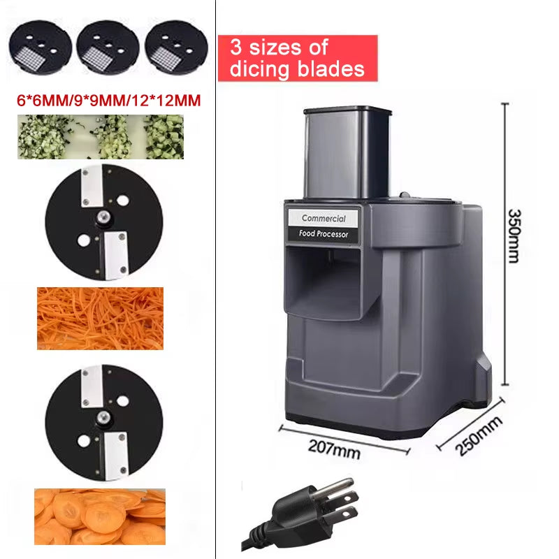 Commercial Vegetable Chopper 3 In1 Multifunctional Electric Cutting Machine Carrot Potato Slice Shred Diced Food Processor