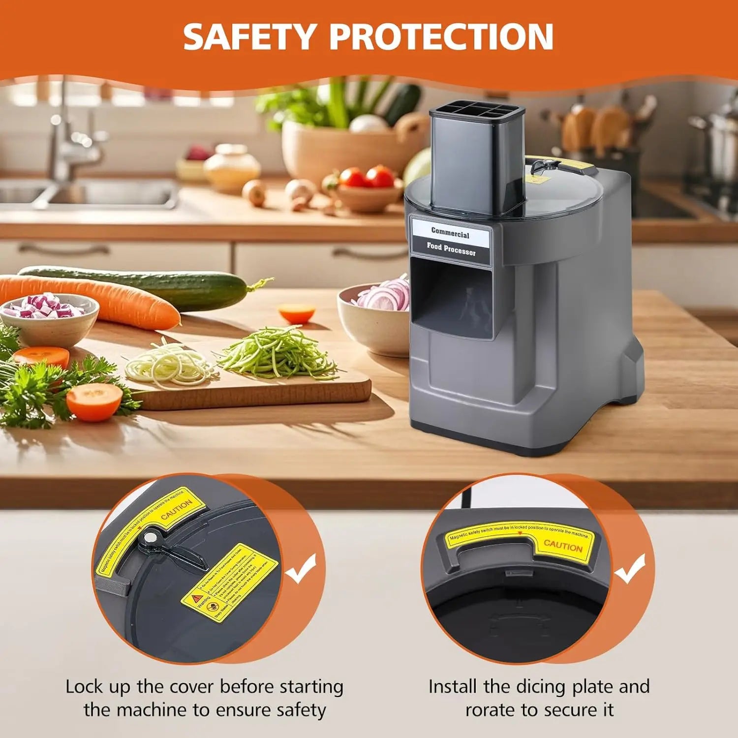 Commercial Vegetable Chopper 3 In1 Multifunctional Electric Cutting Machine Carrot Potato Slice Shred Diced Food Processor