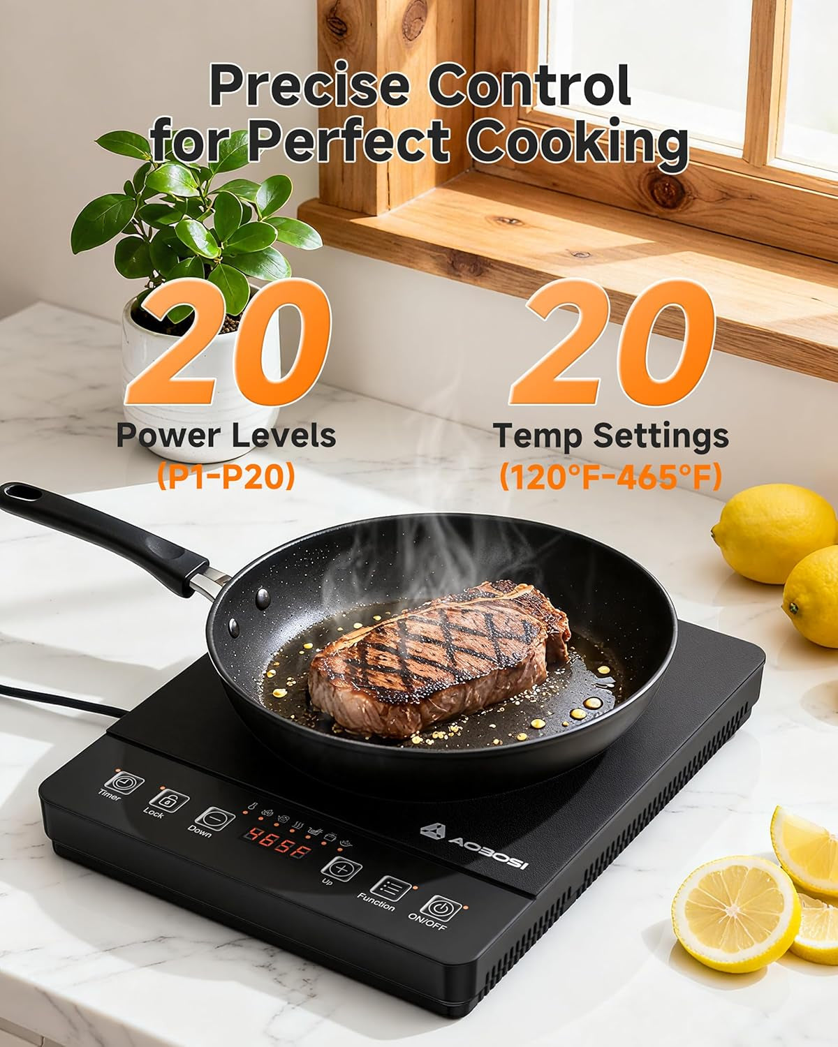 Induction Cooktop, 1800W Portable Burner with 20 Levels for Hot Pot