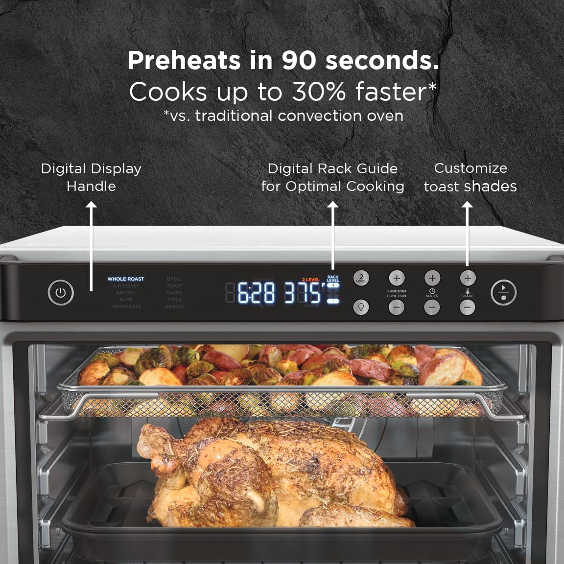 DT201C, Foodi 10-In-1 XL Pro Air Fry Oven, Stainless Steel, 1800W (Canadian Version)
