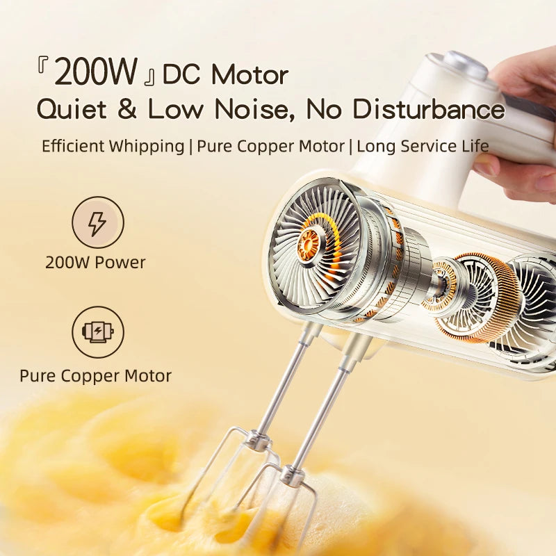 SUNATUR Wireless Rechargeable Electric Egg Beater Handheld Cream Whisk for Home Baking Philippines