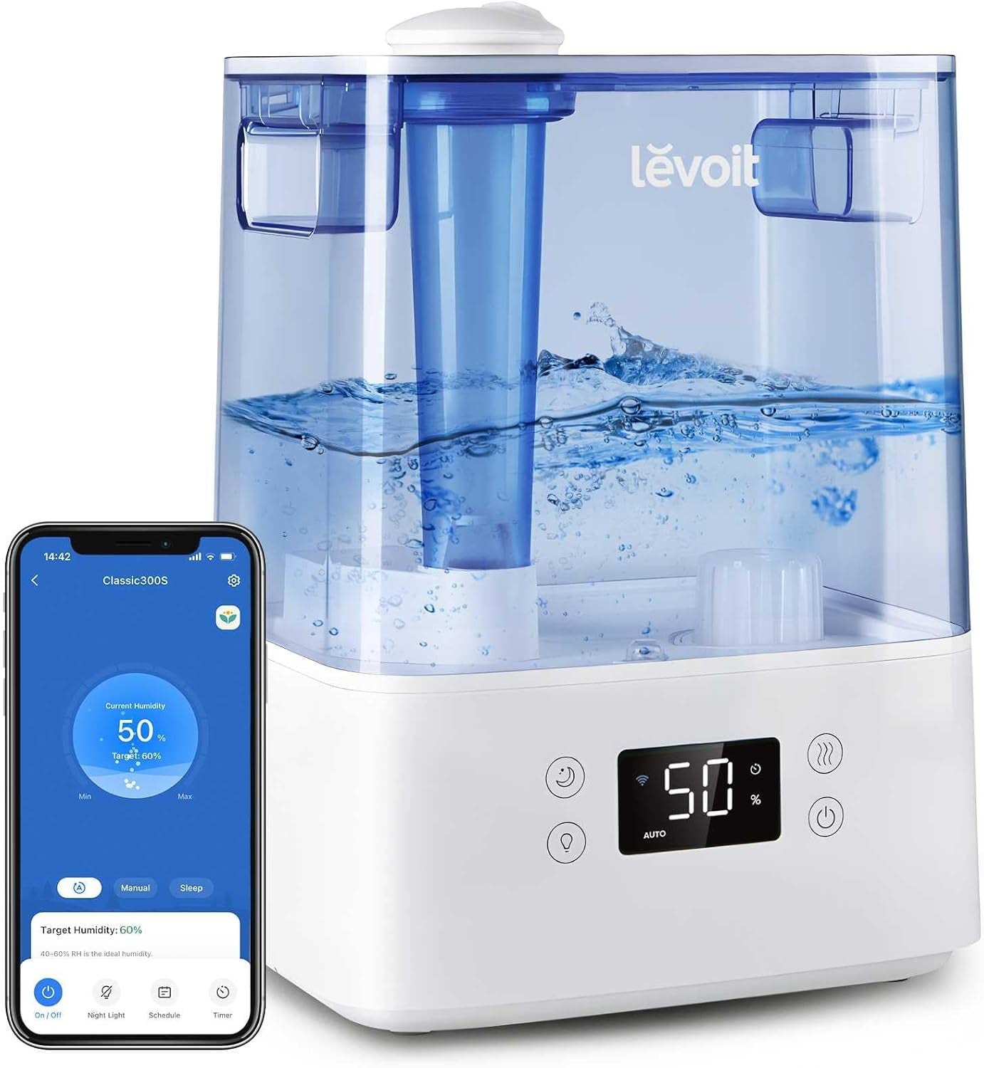 Humidifiers for Bedroom Large Room, 6.2L Tank, Smart App, Quiet 26Db