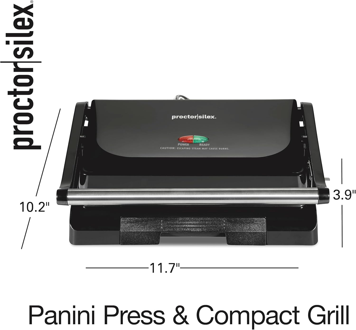 4 Serving Panini Press, Sandwich Maker and Compact Indoor Grill, Upright Storage, Easy Clean Nonstick Grids, Black (25440PS)