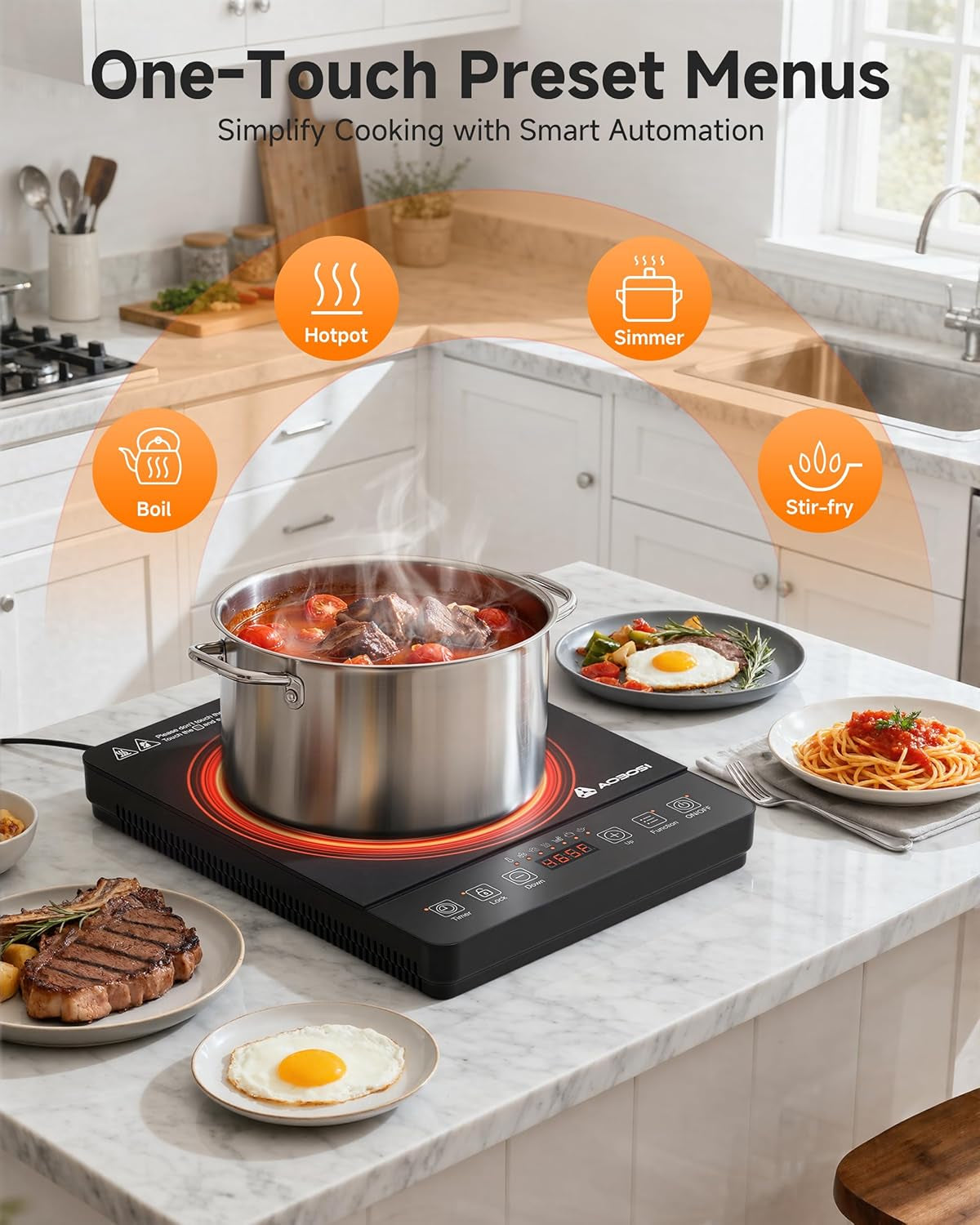 Induction Cooktop, 1800W Portable Burner with 20 Levels for Hot Pot