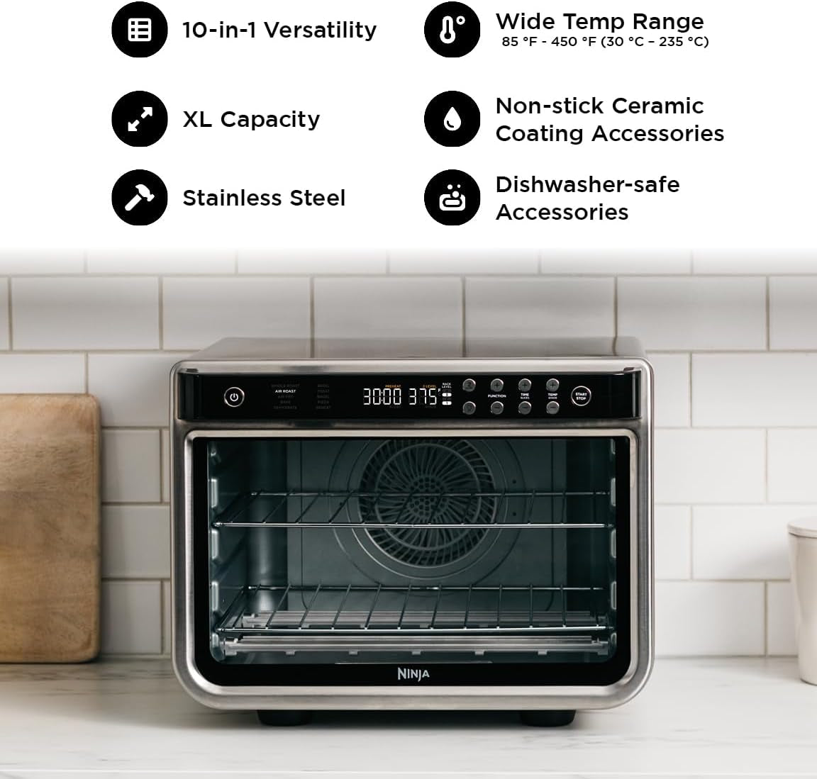 DT201C, Foodi 10-In-1 XL Pro Air Fry Oven, Stainless Steel, 1800W (Canadian Version)