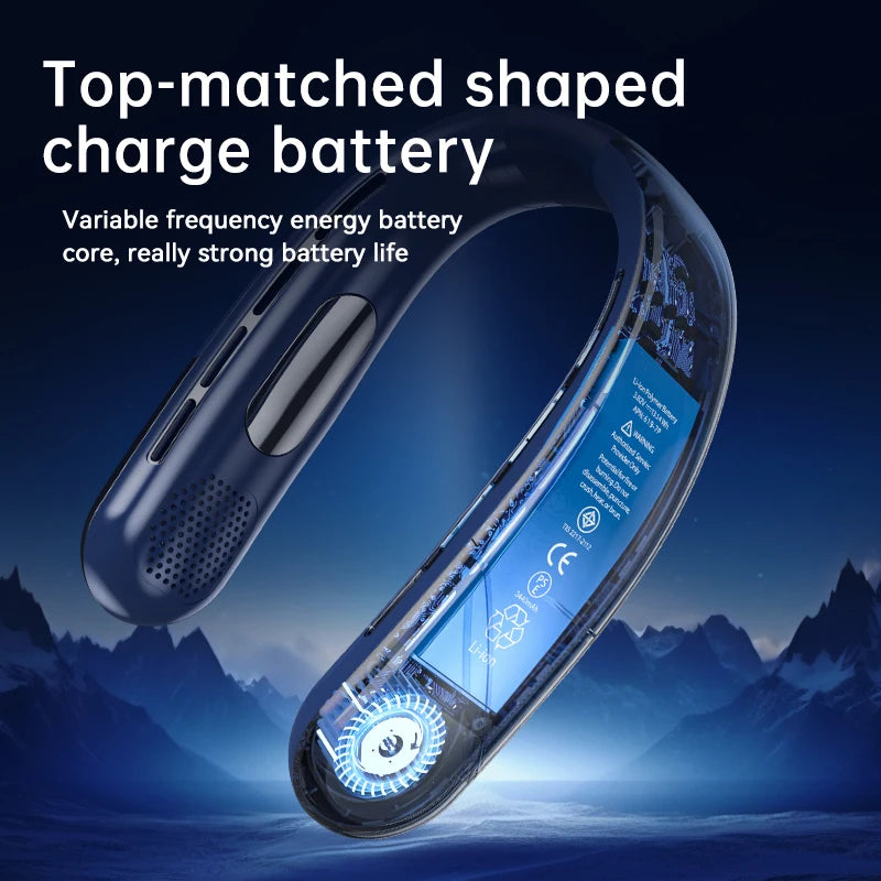 Portable Neck Air Conditioner 5 Speed Ultra Hanging Neck Fan Rechargeable Semiconductor Refrigeration Leafless Fan 2026