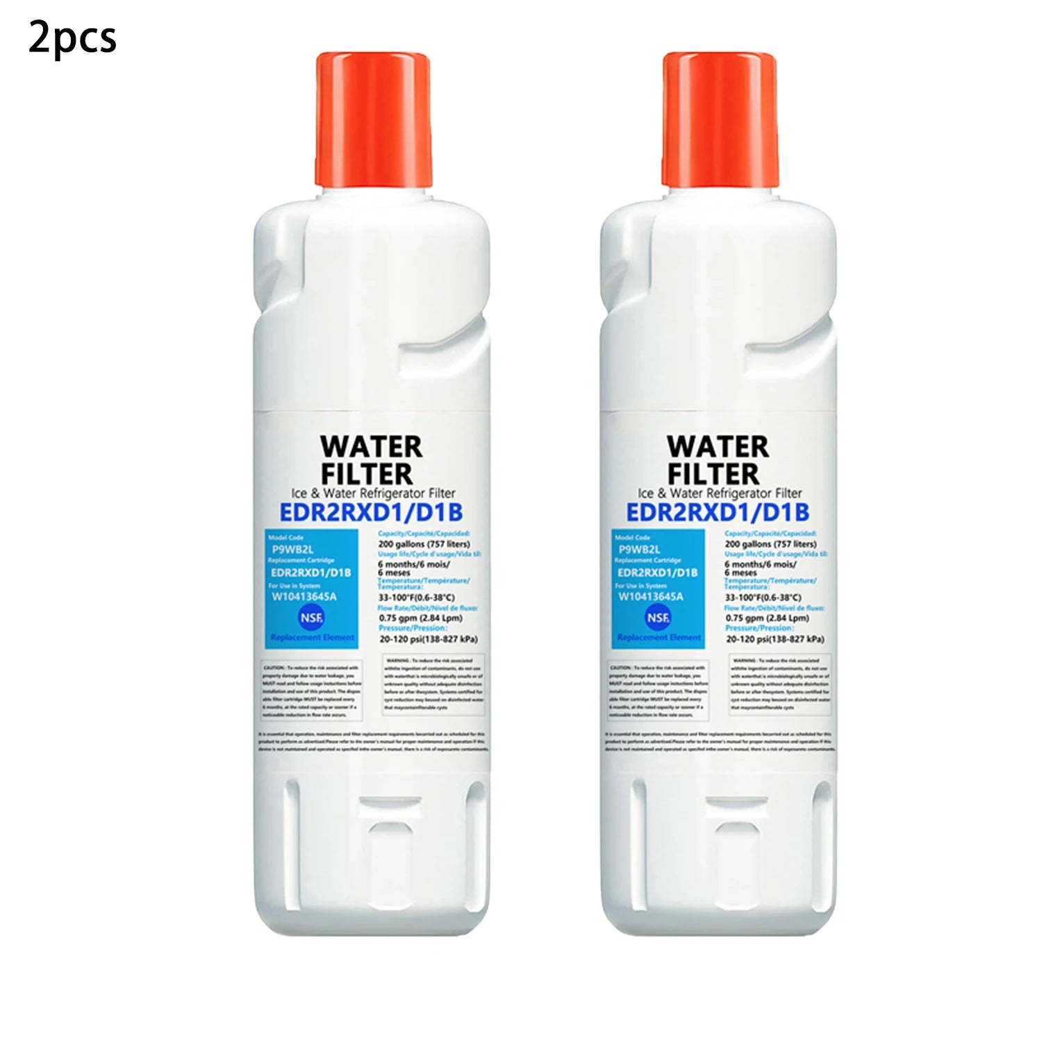 Filter Replacement for Whirlpool EDR2RXD1 W10413645A, Compatible with KAD2RXD1, WHR2RXD1, W10413645, EDR2RXD1, P9KB2L, P9RFKB2L
