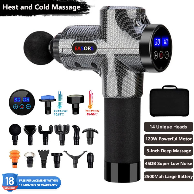 24V Heat Massage Gun Ultra Powerful Professional  X5 Pro Deep Muscle Massager with 14 Heads Brushless Motor for Home Gym