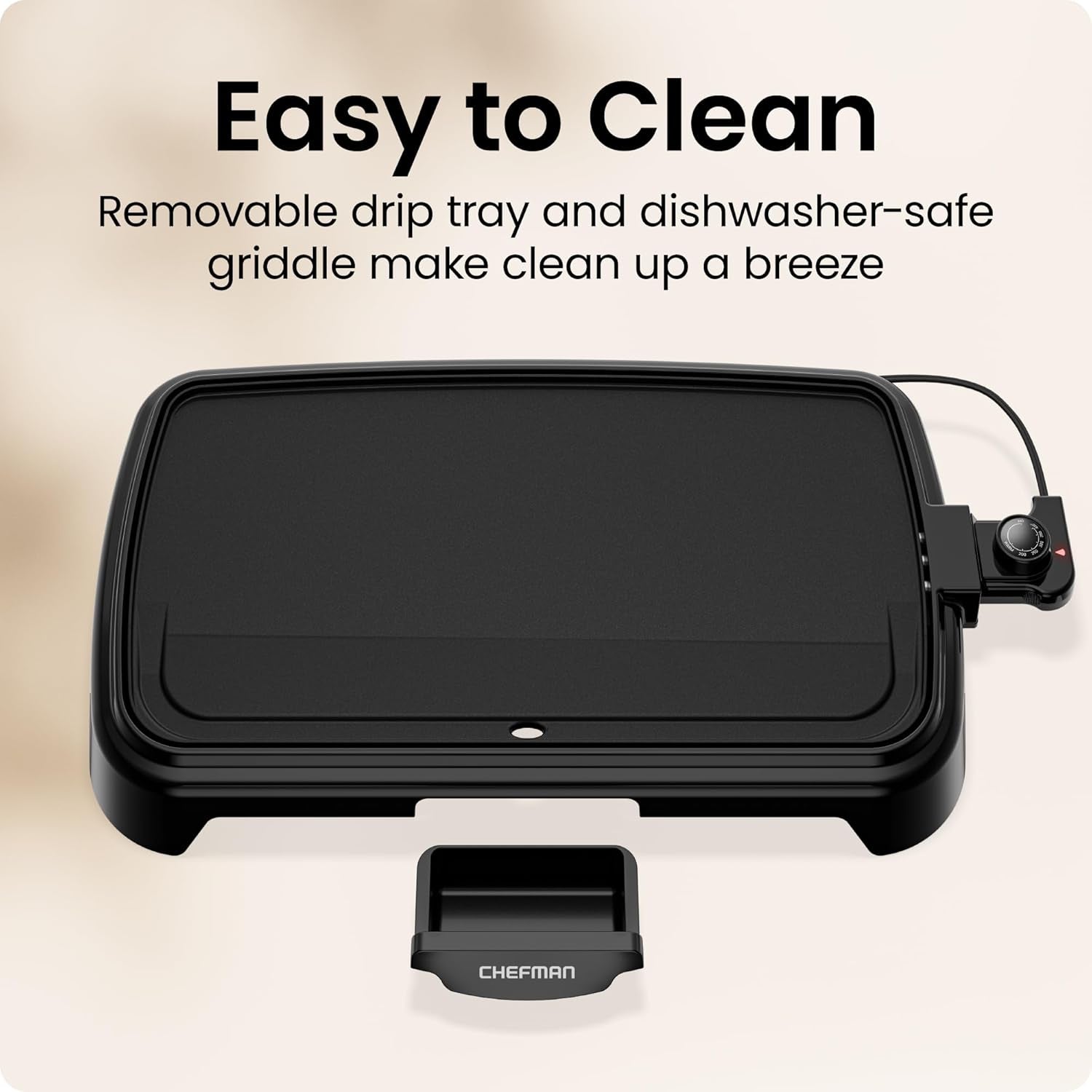 XL Electric Griddle with Removable Temperature Control, Immersible Flat Top Grill, Burger, Eggs, Pancake Griddle, Nonstick Extra Large Cooking Surface, Slide Out Drip Tray, 25 X 51 CM