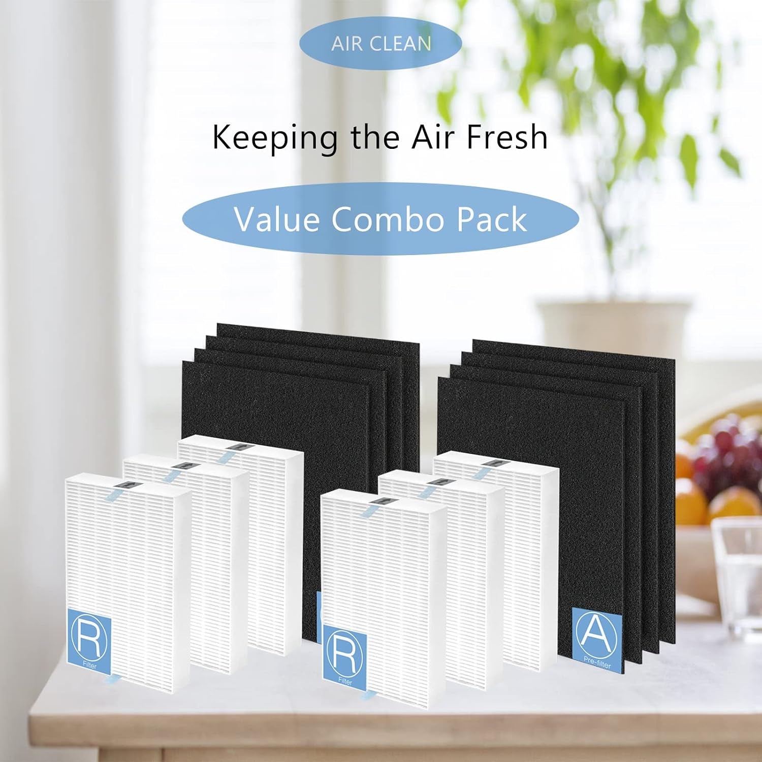 HPA300 Replacement Filters Compatible with Honeywell HA300, HPA300, HPA300VP, HPA304, HPA3300, HPA5300 & HPA8350 Air Purifier, Including 6 HEPA Filters R & 8 Activated Carbon Pre-Filters A