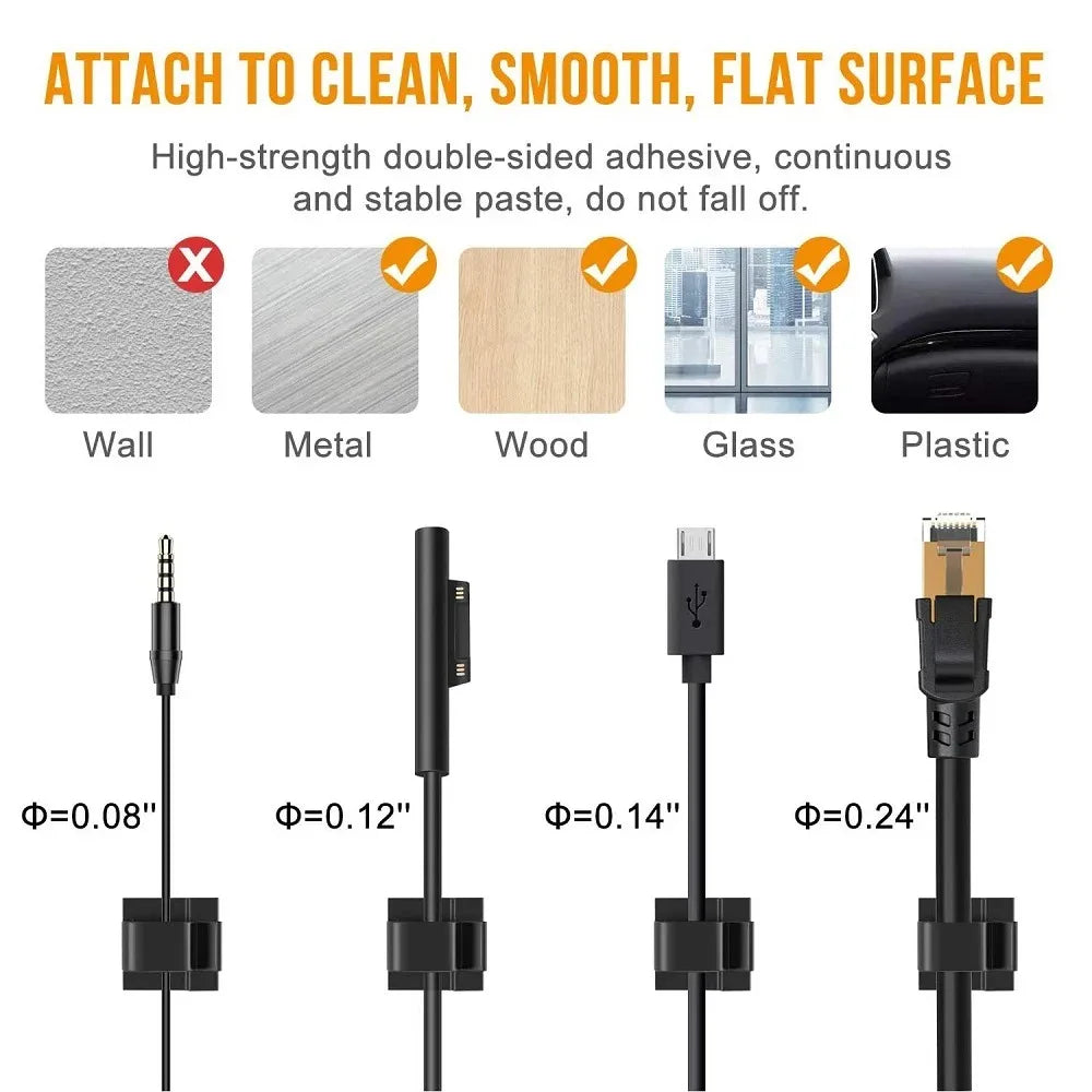 Car Cable Clamp Accessories Self-Adhesive Line Management Clips Wiring Electrical Equipment Supplies Home Improvement