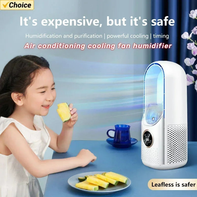 Electric Bladeless Fan USB Air Cooling Fan 6 Gear Mini Conditioner Fan Portable Desktop Bladeless Humidification Cooler