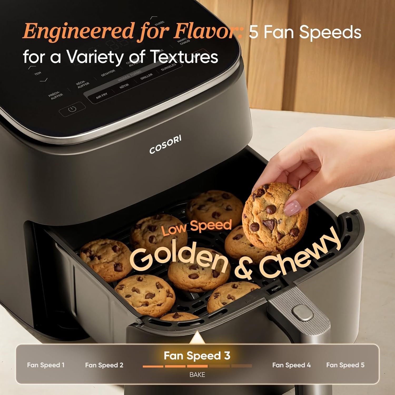 Air Fryer 6QT 9-In-1 Turboblaze, 90°– 450°F, 130+ Recipes, Dark Gray