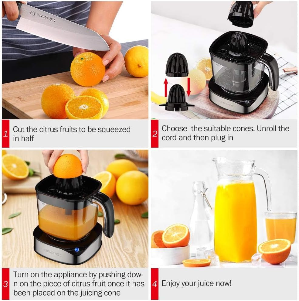 Electric Citrus Juicer 1.2L Large Volume, Orange Juicer with Powerful Motor and LED Working Lamp, Electric Lemon Squeezer for Orange Lemon Lime Grapefruit