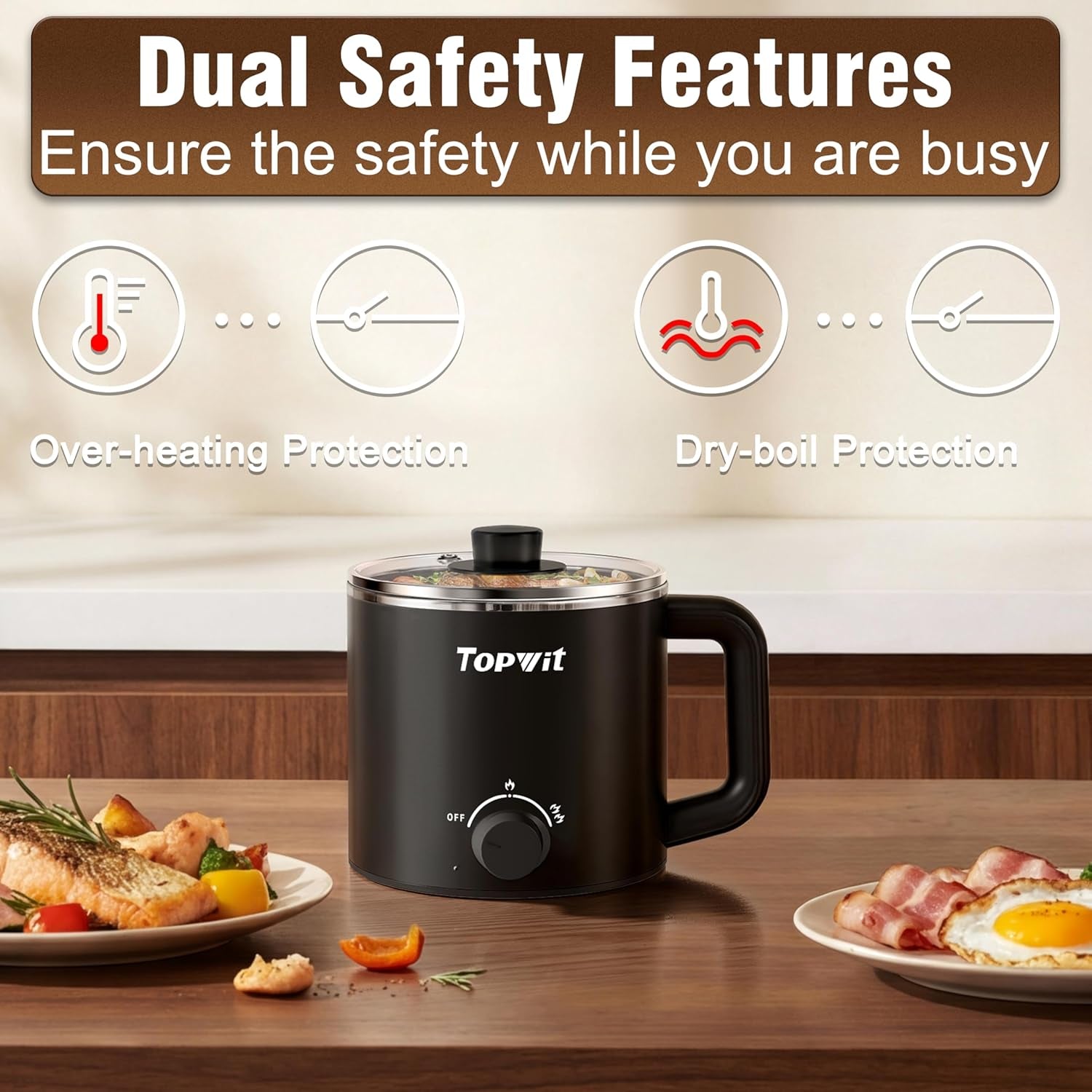 1.6L Electric Pot, Electric Hot Pot with 304 Stainless Steel