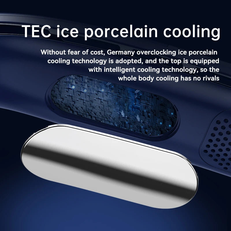 Portable Neck Air Conditioner 5 Speed Ultra Hanging Neck Fan Rechargeable Semiconductor Refrigeration Leafless Fan 2026