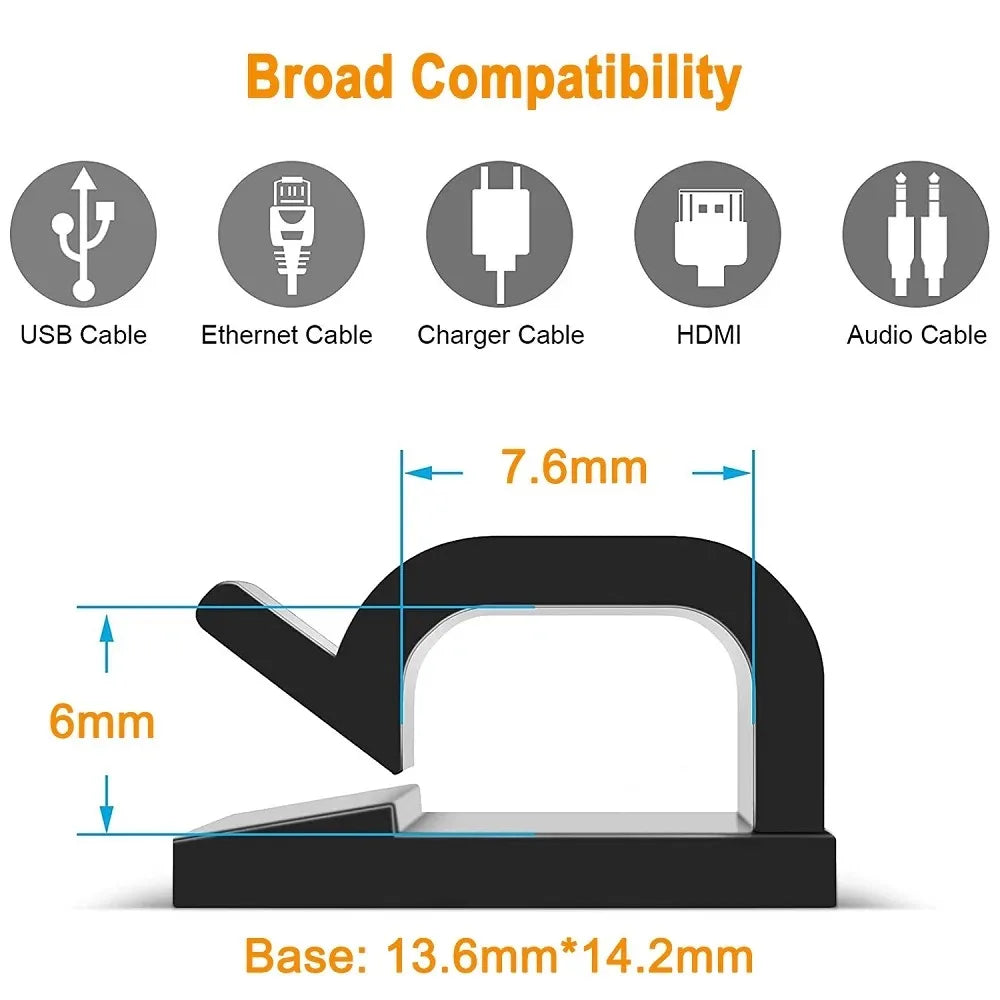 Car Cable Clamp Accessories Self-Adhesive Line Management Clips Wiring Electrical Equipment Supplies Home Improvement