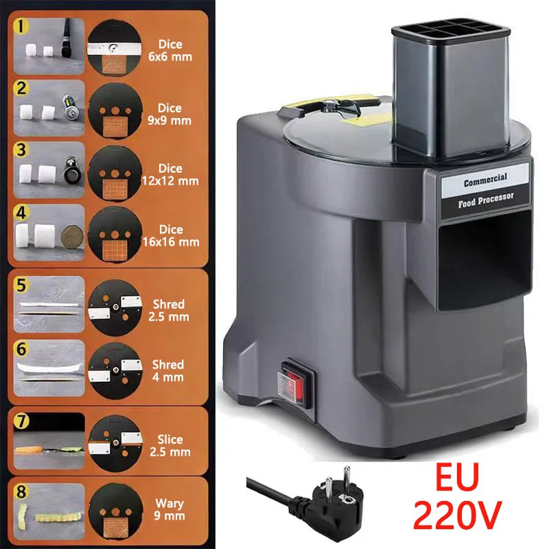 Commercial Vegetable Chopper 3 In1 Multifunctional Electric Cutting Machine Carrot Potato Slice Shred Diced Food Processor