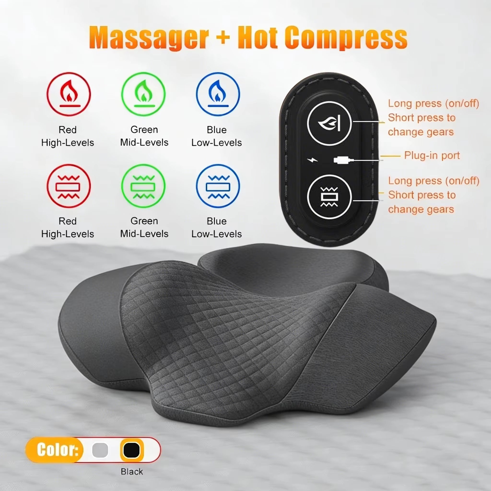 Electric Neck Massager Cervical Pillow Hot Compress Neck Stretch Heating Vibration Neck Shoulder Massage Pillow Back Traction
