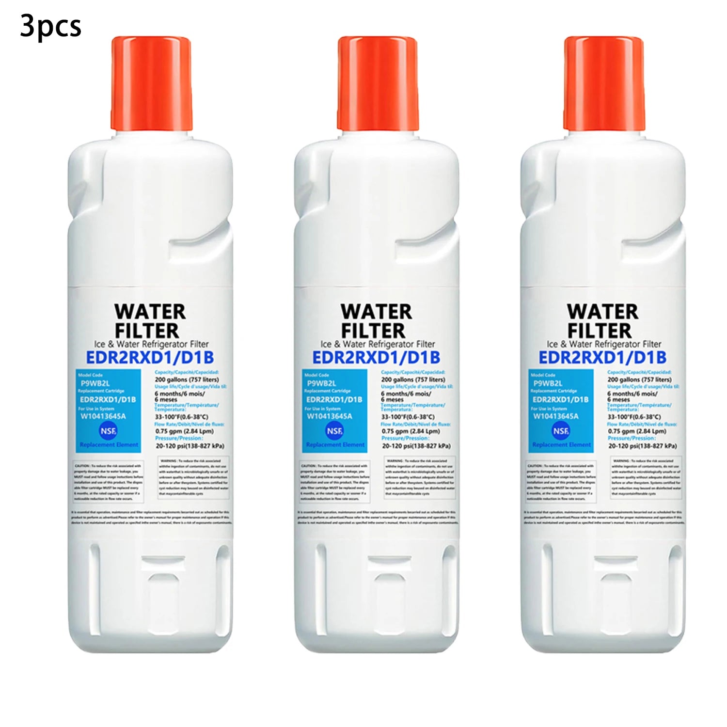Filter Replacement for Whirlpool EDR2RXD1 W10413645A, Compatible with KAD2RXD1, WHR2RXD1, W10413645, EDR2RXD1, P9KB2L, P9RFKB2L