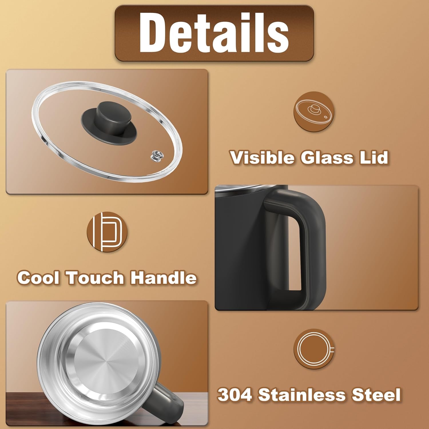 1.6L Electric Pot, Electric Hot Pot with 304 Stainless Steel
