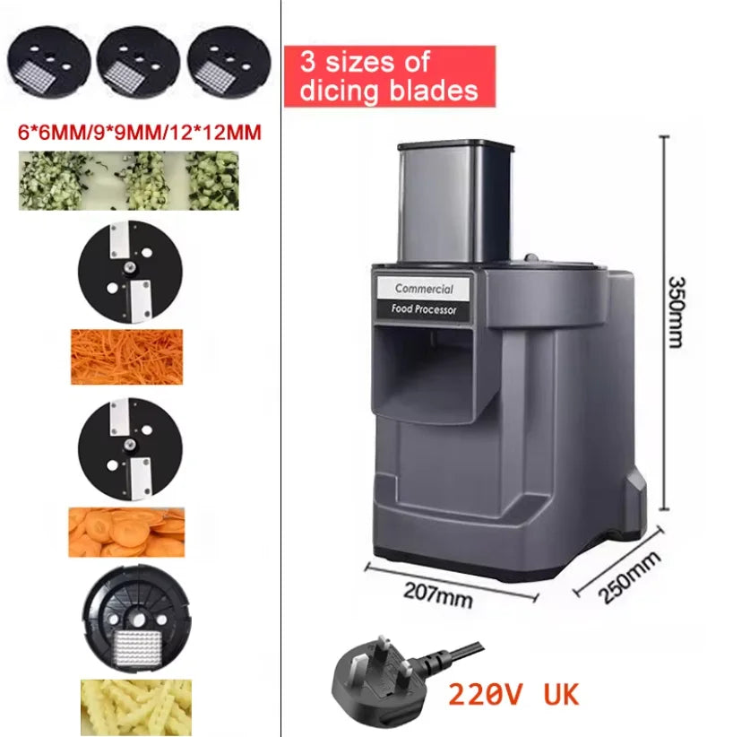 Commercial Vegetable Chopper 3 In1 Multifunctional Electric Cutting Machine Carrot Potato Slice Shred Diced Food Processor