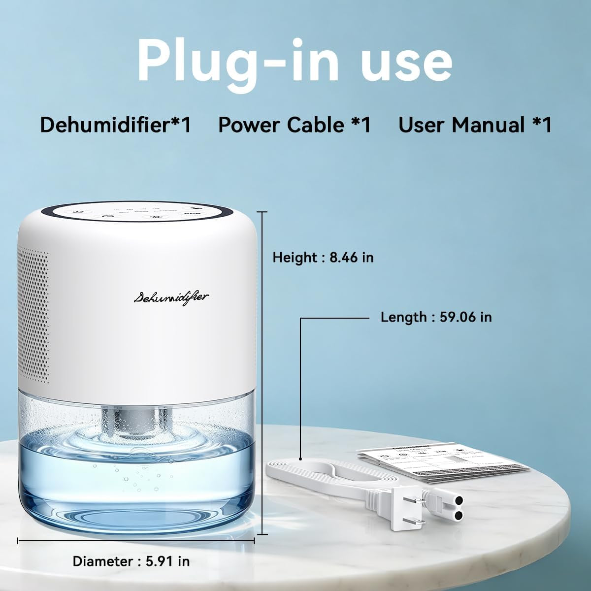 Small 45Oz (1.3L) Home Dehumidifier Portable Quiet Dehumidifier with 3 Modes, 10 Color Lights, 4 Timer Settings for Bedroom, Bathroom and Closet