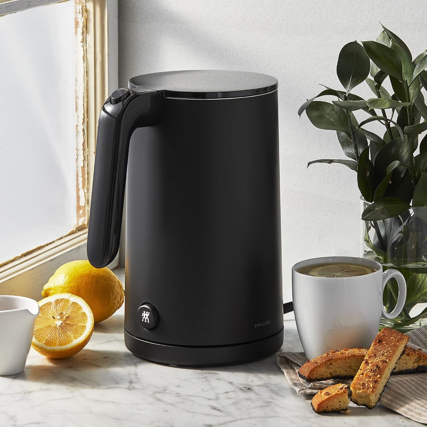Enfinigy Cool Touch Electric Kettle, 1-Liter Cordless Hot Water & Tea Kettle, Fast Boil, Double-Walled Stainless Steel, Black