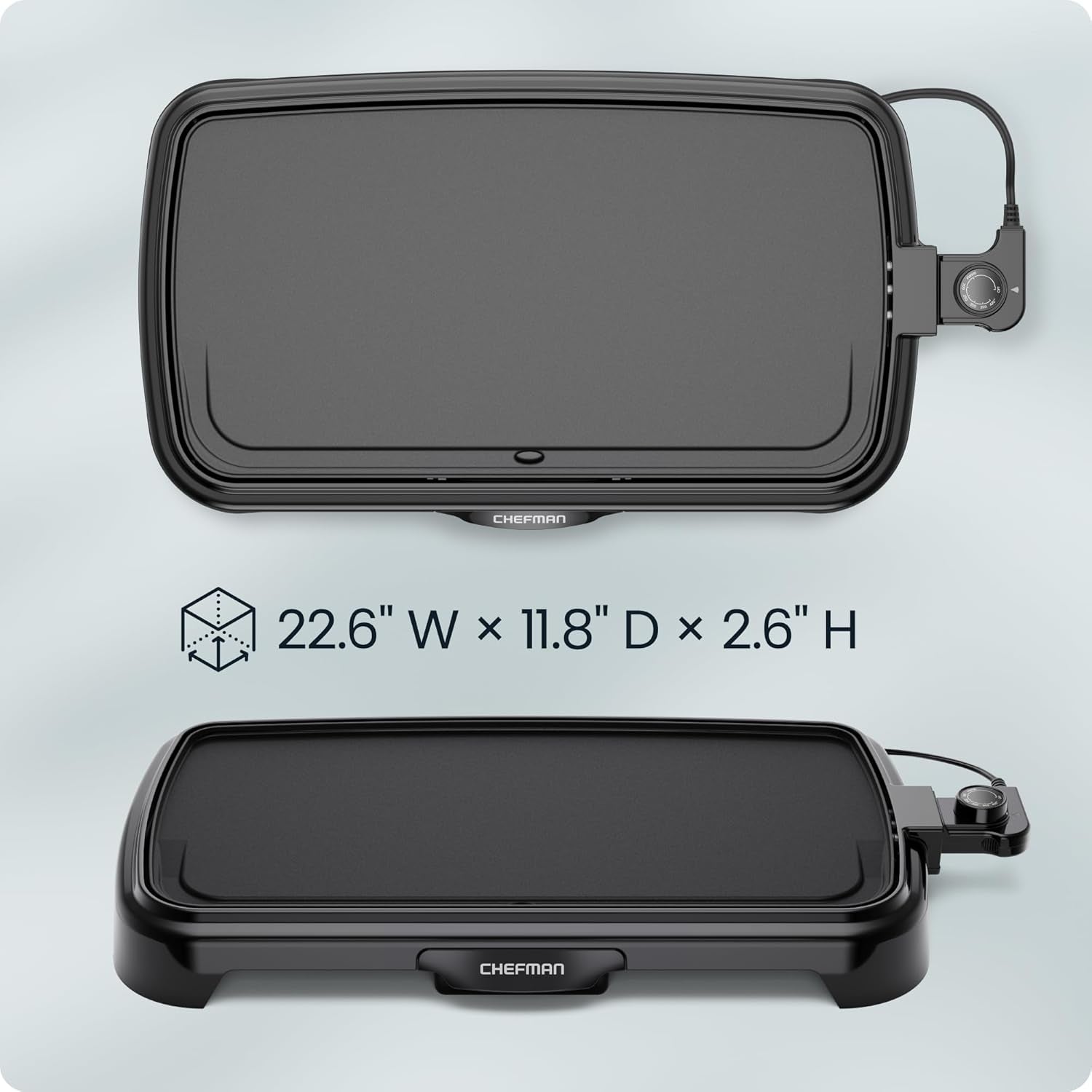 XL Electric Griddle with Removable Temperature Control, Immersible Flat Top Grill, Burger, Eggs, Pancake Griddle, Nonstick Extra Large Cooking Surface, Slide Out Drip Tray, 25 X 51 CM