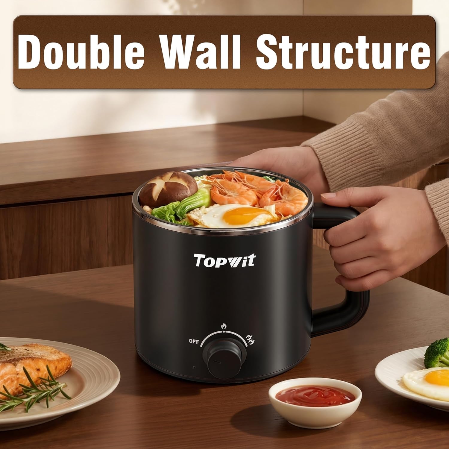 1.6L Electric Pot, Electric Hot Pot with 304 Stainless Steel