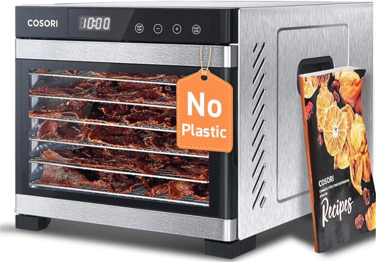 Food Dehydrator, 6 Stainless Steel Trays, 48H Timer, Temp Control