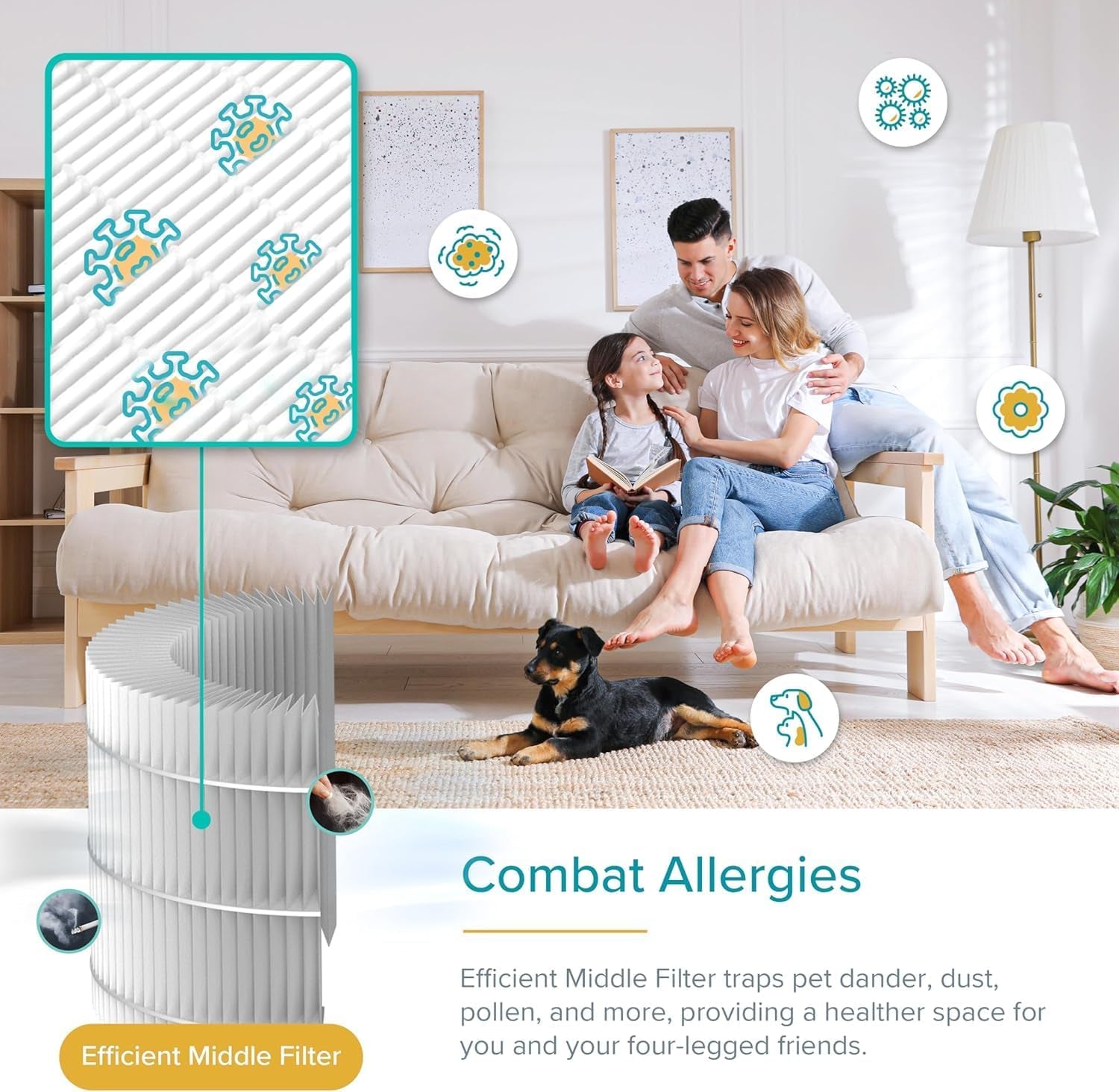 Air Purifiers for Pet in Bedroom Large Room, Core P350-P