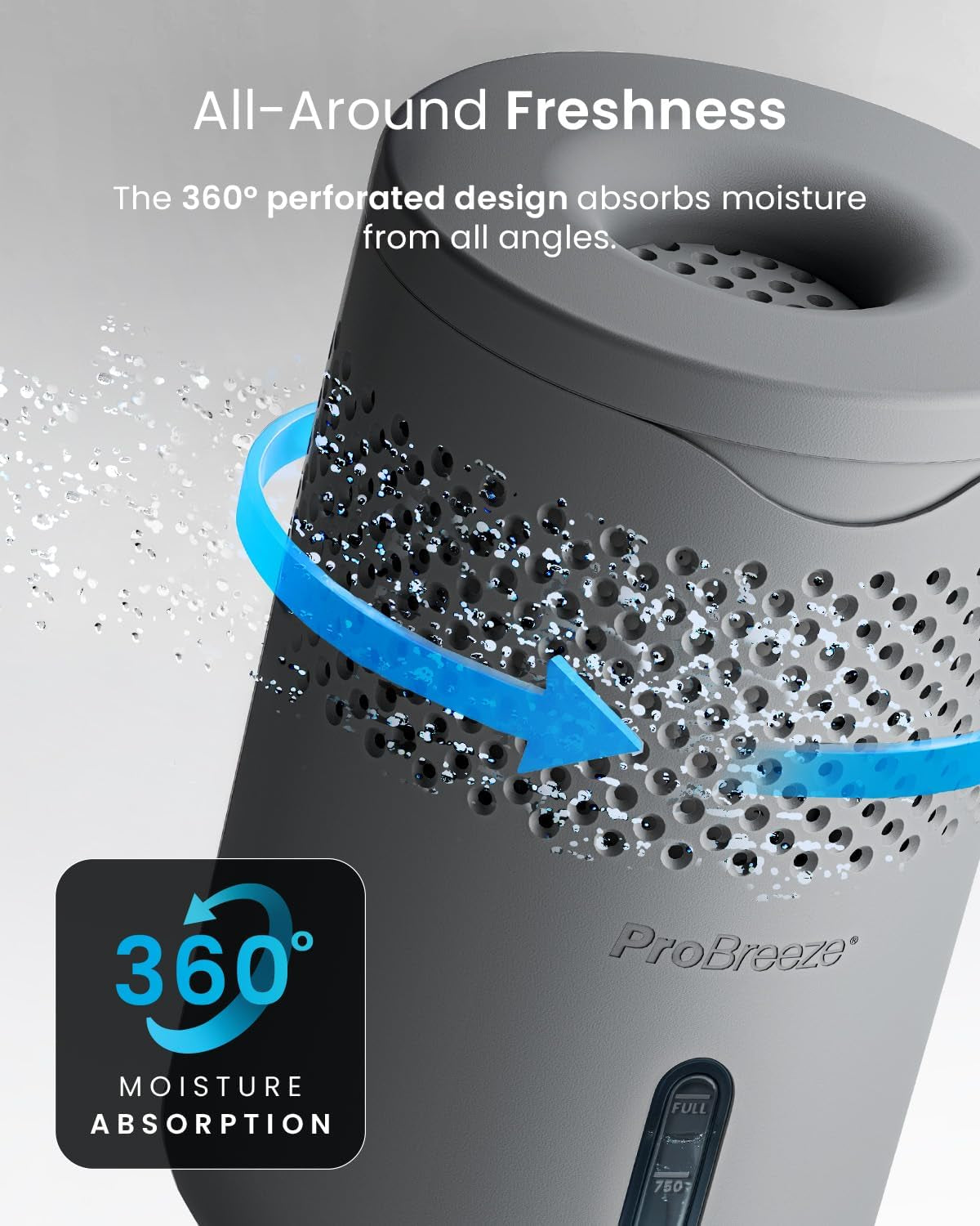 Osmo Non-Electric Moisture Absorber, 44 Fl.Oz, Included 1.54Lb Refillable Tablet, Lasts 100 Days, Ideal Silent Mini Dehumidifier for Closet, Bathroom & Bedroom, Fragrance Free, Grey